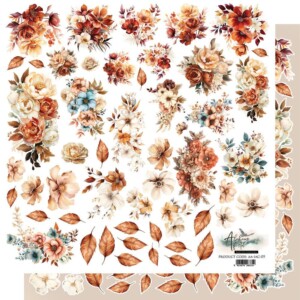 Scrapbooking Paper Sheet 12×12 "In Autumn Colors – Flowers"