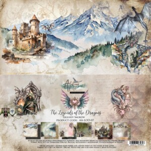 scrapbook paper | scrapbooking paper — 12×12 collection (6 double sided sheets, 12 designs, bonus 12×6, 250gsm) | the legends of the dragons | alchemy of art