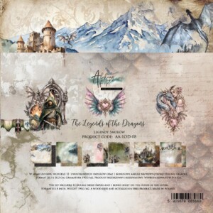 scrapbook paper | scrapbooking paper — 8×8 paper pad (12 double sided sheets, bonus 8×6, 190gsm) | the legends of the dragons | alchemy of art