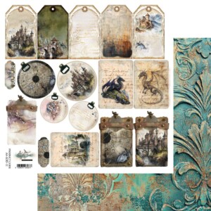 scrapbook paper | scrapbooking paper — 12×12 tags cut apart (double sided, 250gsm) | the legends of the dragons | alchemy of art