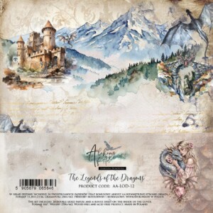 scrapbook paper | scrapbooking paper — 6×6 paper pad (24 double sided sheets, 12 designs, 250gsm) | the legends of the dragons | alchemy of art