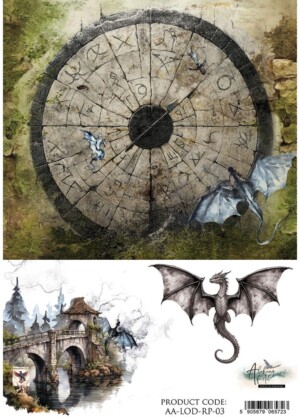 rice paper a4 (25–30gsm), design 3 | the legends of the dragons | alchemy of art