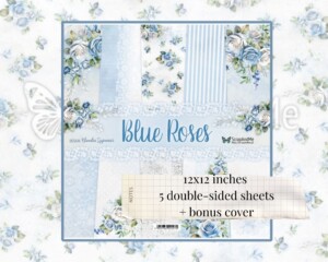 12 x 12, 5 sheets, collection blue roses, scrapandme, sheets for cutting scrapbooking paper set 12 x 12, 5 sheets card stock flowers pattern