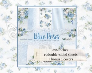8 x 8, 15 sheets, collection blue roses, scrapandme, sheets for cutting scrapbooking paper set 8 x 8, 15 sheets card stock flowers pattern