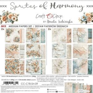 scrapbook paper | scrapbooking paper pad 8×8 “sprites of harmony — mix” | craft o’clock | 24 double sided sheets + 5 bonus, 250 gsm | scrapbooking & cardmaking