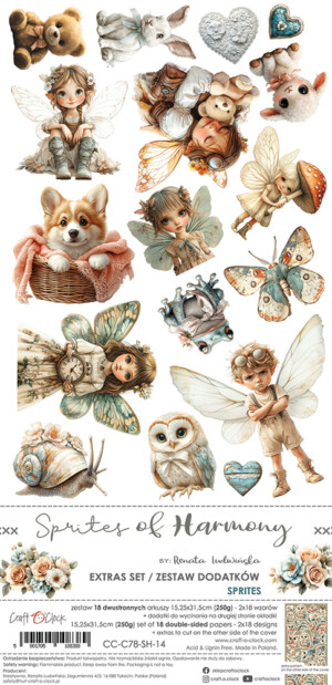 scrapbook paper | scrapbooking paper cut outs 12×6 “sprites of harmony — sprites” | craft o’clock | 18 double sided sheets + bonus, 250 gsm | ephemera for scrapbooking & cardmaking