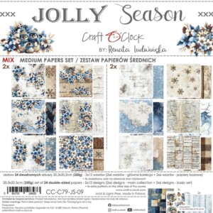 scrapbook paper | scrapbooking paper pad 8×8 “jolly season — mix” | craft o’clock | 24 double sided sheets + 5 bonus, 250 gsm | scrapbooking & cardmaking