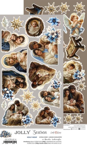 scrapbooking paper border 12×6 “holly night — jolly season” | craft o’clock | 1 double sided, 250 gsm | scrapbooking & cardmaking