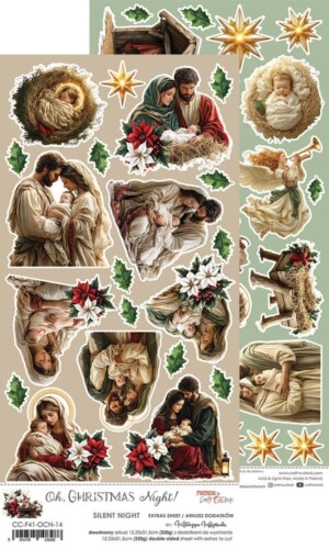 scrapbooking paper border 12×6 “silent night — oh, christmas night” | craft o’clock | 1 double sided sheet | scrapbooking & cardmaking