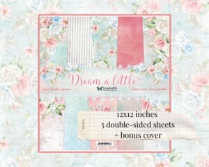 12 x 12, 5 sheets, dream a little, scrapandme, sheets for cutting, scrapbooking paper set 12 x 12, 5 sheets, card stock, flowers pattern