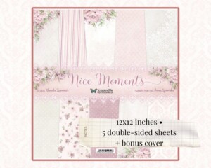12 x 12, 5 sheets, collection nice moments, scrapandme, scrapbooking paper set 12 x 12, 5 sheets, card stock, flowers pattern