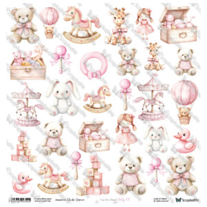 scrapbooking paper pad 8×8 “oh, baby” | scrapandme | 18 double sided papers, 250 gsm