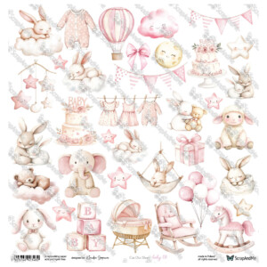 scrapbooking paper pad 8×8 “oh, baby” | scrapandme | 18 double sided papers, 250 gsm