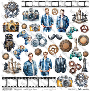 scrapbooking paper cut outs 12×12 “elements 7” | scrapandme | single sided sheet, 250 gsm