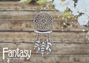 chipboard “dreamcatcher with feathers 1019” | fantasy | white beer board 1.15 mm | scrapbooking & cardmaking
