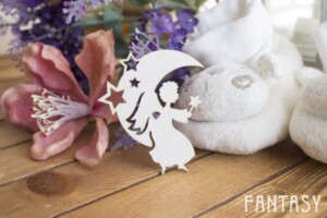 chipboard “new year, angel on the moon 125” | fantasy | white beer board 1.15 mm | scrapbooking & cardmaking