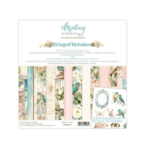 scrapbook paper | scrapbooking paper pad 8×8 “winged melodies” | mintay papers | 24 double sided papers, 250 gsm | scrapbooking & cardmaking