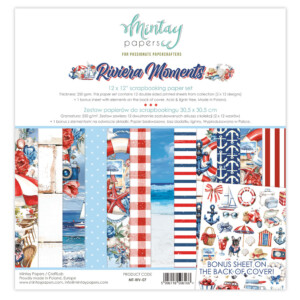 scrapbooking paper pad 12×12 “riviera moments” | mintay papers | 12 double sided papers, 250 gsm | scrapbooking & cardmaking