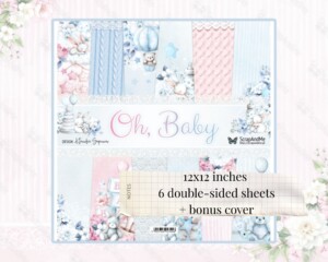 scrapbooking paper pad 12×12 “oh, baby” | scrapandme | 6 double sided papers, 250 gsm