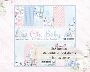 scrapbooking paper pad 8×8 “oh, baby” | scrapandme | 18 double sided papers, 250 gsm