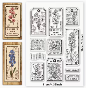 silicone stamp | retro clock number window stamps floral design | card making & scrapbook decoration