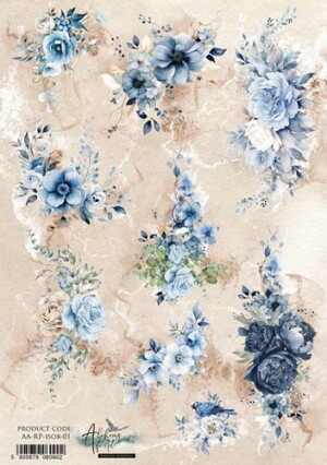 a4 decoupage rice paper | in frosty colors collection | art alchemy | wedding & romantic designs