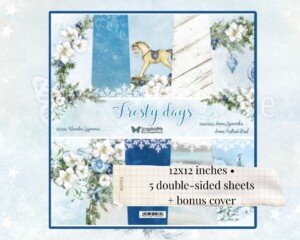 Frosty Days 12x12 scrapbook paper pack by ScrapAndMe, 5 double-sided sheets plus bonus cover