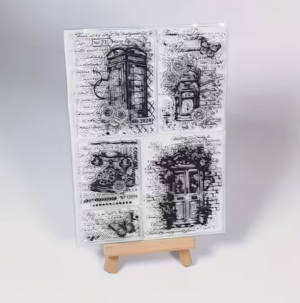 silicone stamp | vintage telephone booth mailbox door transparent stamp | card making & scrapbook decoration
