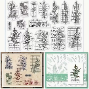 silicone stamp | vintage floral text stamp set | card making & scrapbook decoration