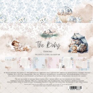 scrapbook paper pack | baby | 8x8 inch (20.3x20.3 cm) | 12 sheets | art of alchemy