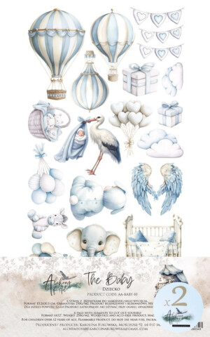 extras to cut paper | baby boy | 6×12 inch (15.5x30.5 cm) | 12 sheets | art of alchemy