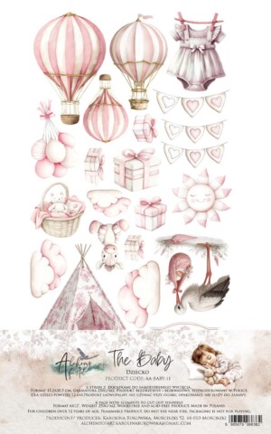 extras to cut paper | baby girl | 30.5 x 15 cm | 6 sheets | art of alchemy