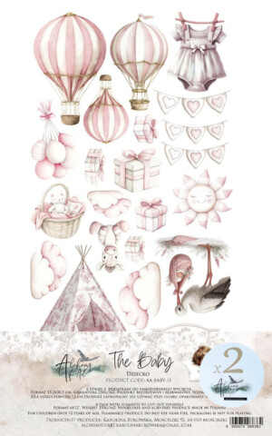 extras to cut paper | baby girl | 6×12 inch (15.5x30.5 cm) | 12 sheets | art of alchemy