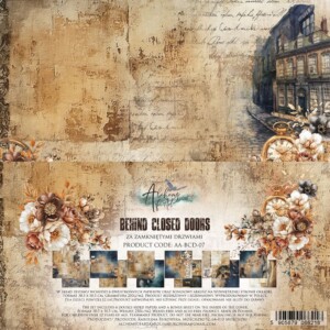scrapbook paper pack | behind closed doors | 12x12 inch (30.5x30.5 cm) | 6 double sided sheets | art of alchemy