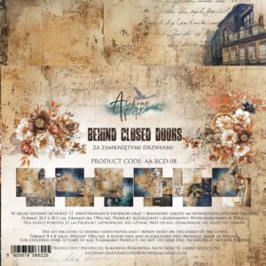 scrapbook paper pack | behind closed doors | 8x8 inch (20.3x20.3 cm) | 12 sheets | art of alchemy