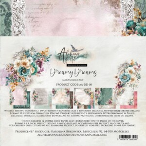 scrapbook paper pack | dreamy dreams | 8x8 inch (20.3x20.3 cm) | 12 sheets | art of alchemy