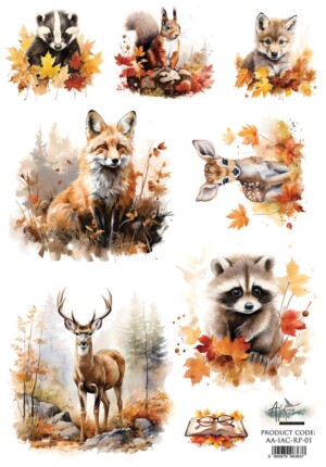 rice paper / in autumn colors / art of alchemy / a4 / 1 sheet / decoupage & mixed media