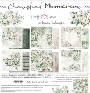 scrapbooking paper / cherished memories / craft o'clock / 12x12 in / 6 double sided sheets / albums & layouts