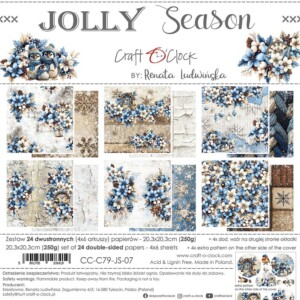 scrapbook paper pack | jolly season | 8x8 inch (20.3x20.3 cm) | 24 sheets | craft o'clock