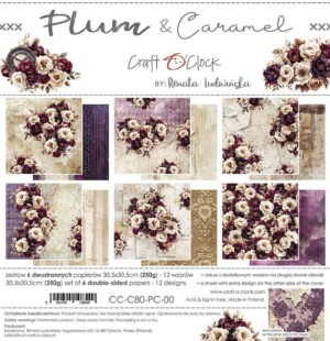scrapbook paper pack | plum and caramel | 12x12 inch (30.5x30.5 cm) | 6 double sided sheets | craft o'clock