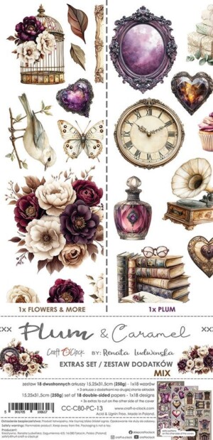 extras to cut paper | mix plum and caramel | 15.75x30.5 cm | 18 sheets | craft o'clock