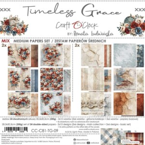 scrapbook paper pack | timeless grace | 20.3x20.3 cm | 24 sheets | craft o'clock