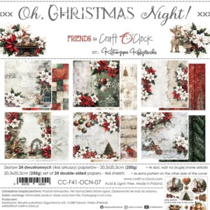 scrapbook paper pack | oh, christmas night | 8x8 inch (20.3x20.3 cm) | 24 sheets | craft o'clock