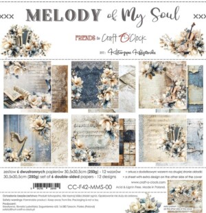 scrapbook paper pack | melody of my soul | 12x12 inch (30.5x30.5 cm) | 6 double sided sheets | craft o'clock