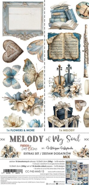 extras to cut paper | mix melody of my soul | 15.75x30.5 cm | 18 sheets | craft o'clock