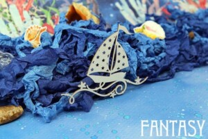 chipboard "yacht on waves 1467" | fantasy | 1.5 mm natural eco board | scrapbooking & cardmaking