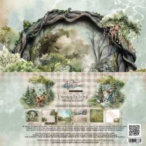 paper collection set 12x12 in friends of the forest, 250 gsm (6 double‑sided sheets + bonus) – alchemy of art