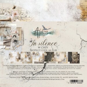 paper collection set 8x8 in in silence, 190 gsm (12 sheets, 12 designs + bonus) – alchemy of art