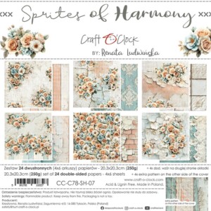 paper collection set 8x8 in sprites of harmony, 250 gsm (24 sheets, 12 designs + bonus) – craft o’clock