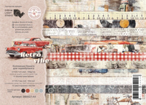 scrapbook paper pack ""retro vibe", a4, 12 double sided sheets, 190 gsm" | dream light studio | 12 sheets | scrapbooking & cardmaking